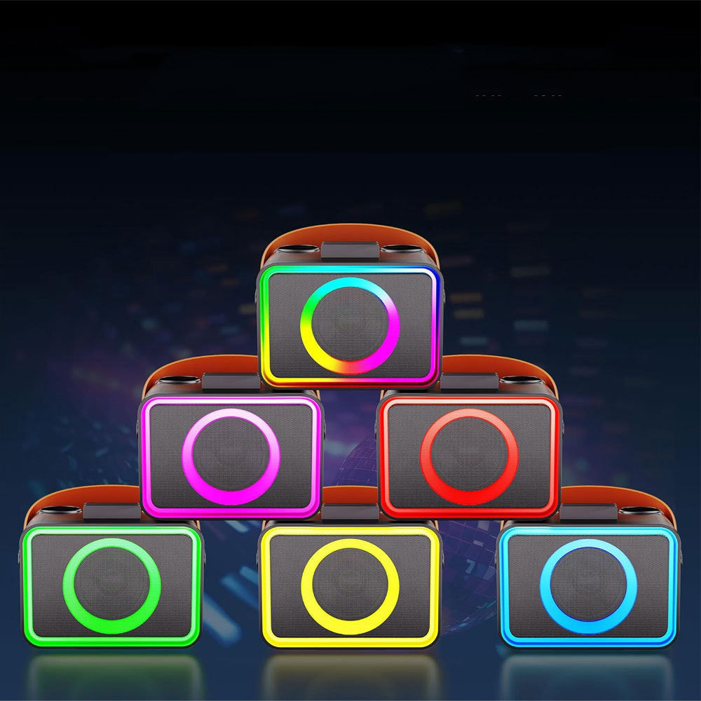 Mini Karaoke Machine Portable Bluetooth Speaker with 2 Wireless Microphone
