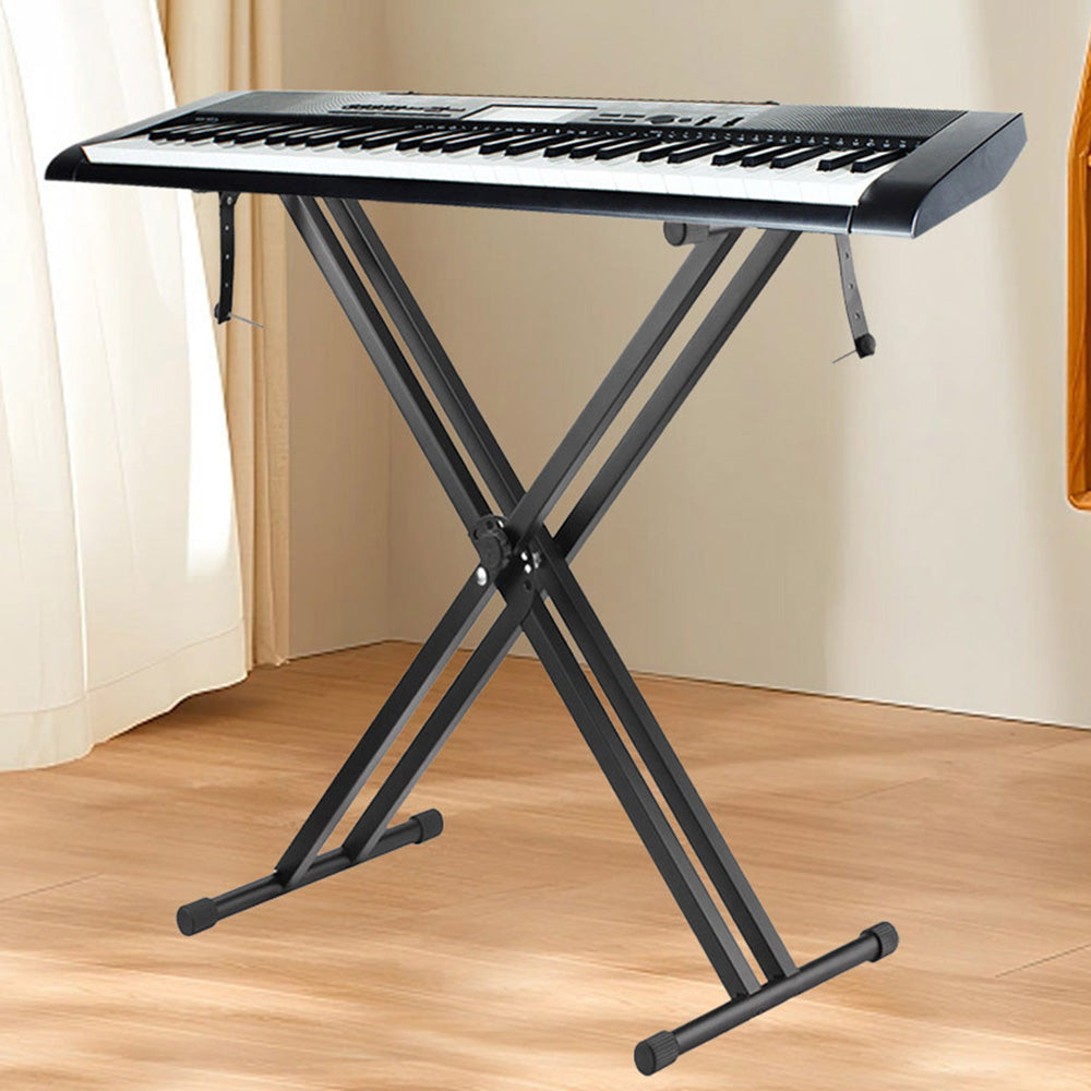 Folding Double Braced X Piano Keyboard Stand Adjustable Height Piano Stand