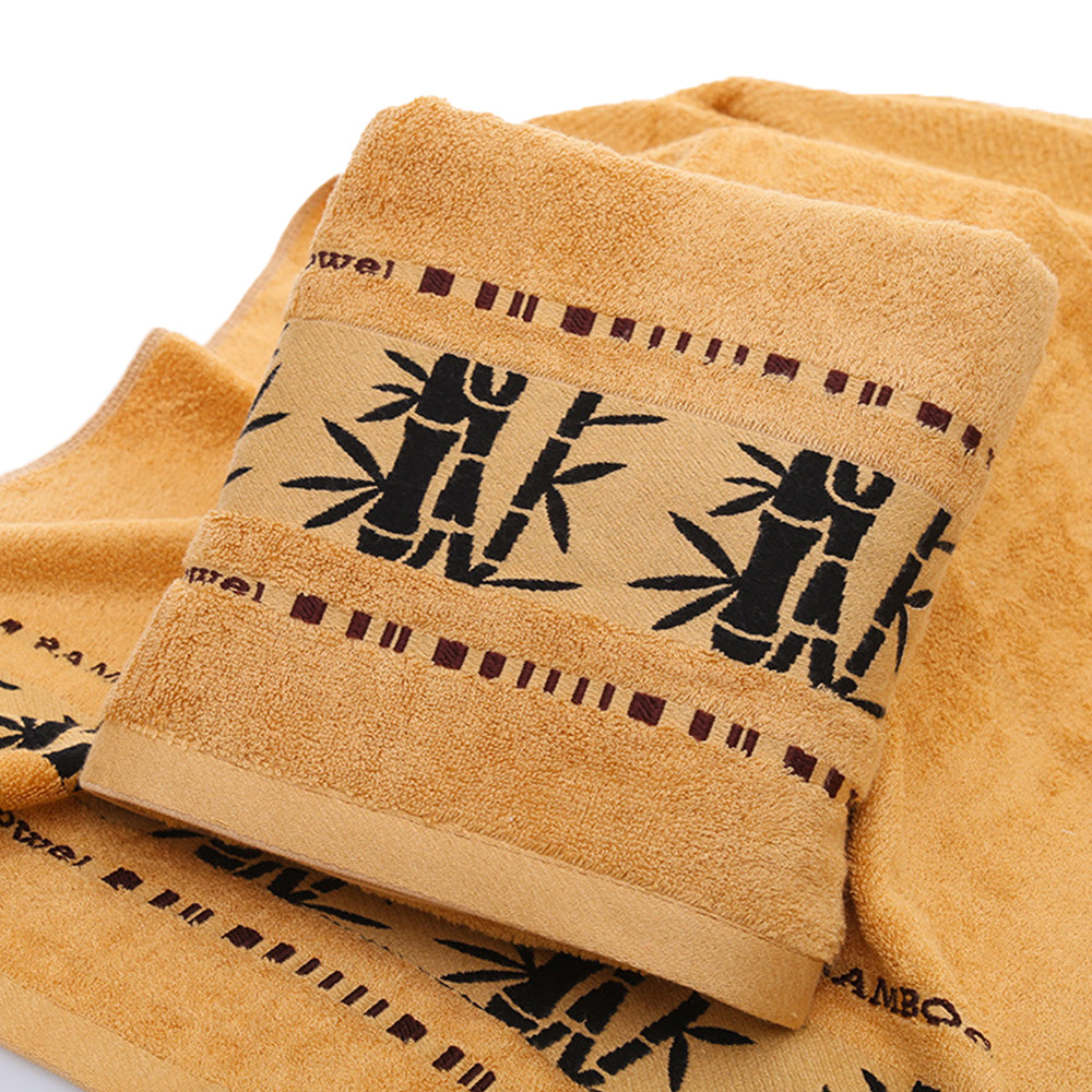 3Pcs Quick Absorbent Towels Soft Bamboo Fiber Home Bath Towel Washcloth Hand Towels Yellow