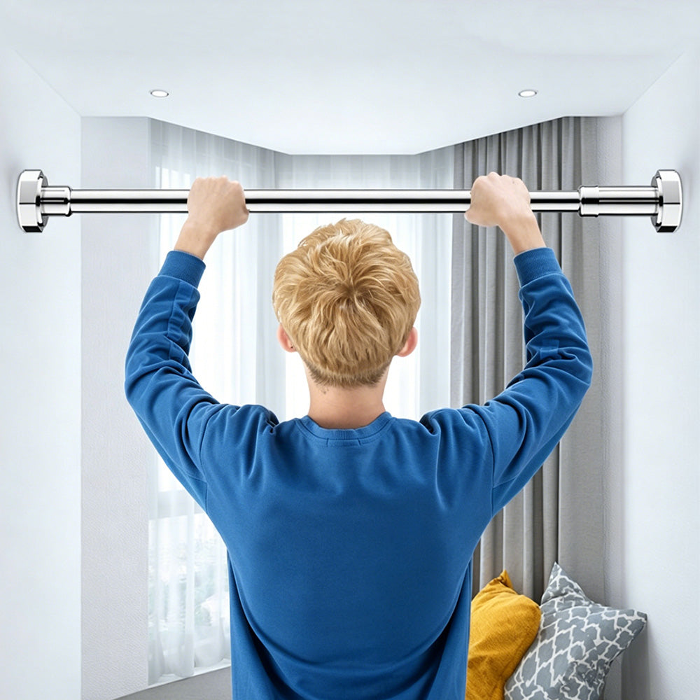 Extendable Curtain Shower Closet Pole-Silver
