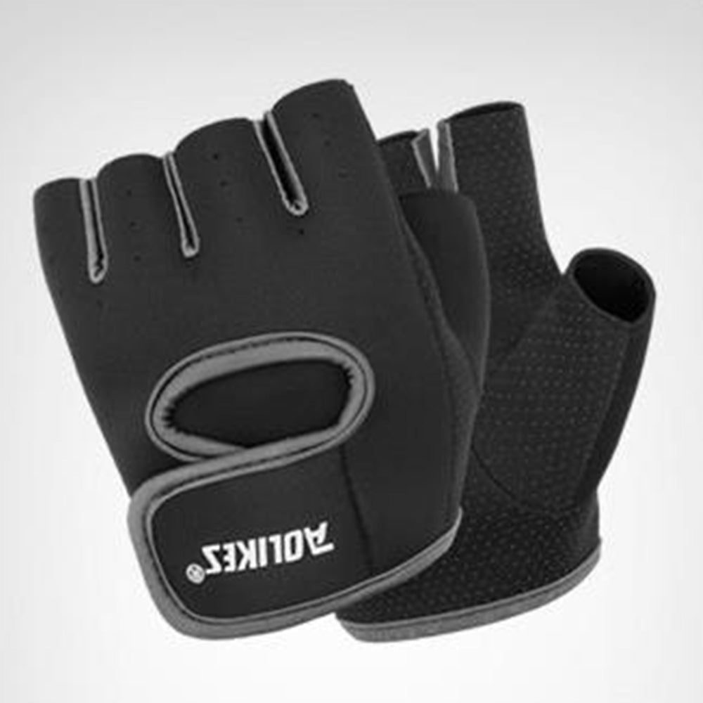 Pair of Sports Gloves Open Finger Gym Gloves for Cycling Weight Lifting Fitness Exercise Black
