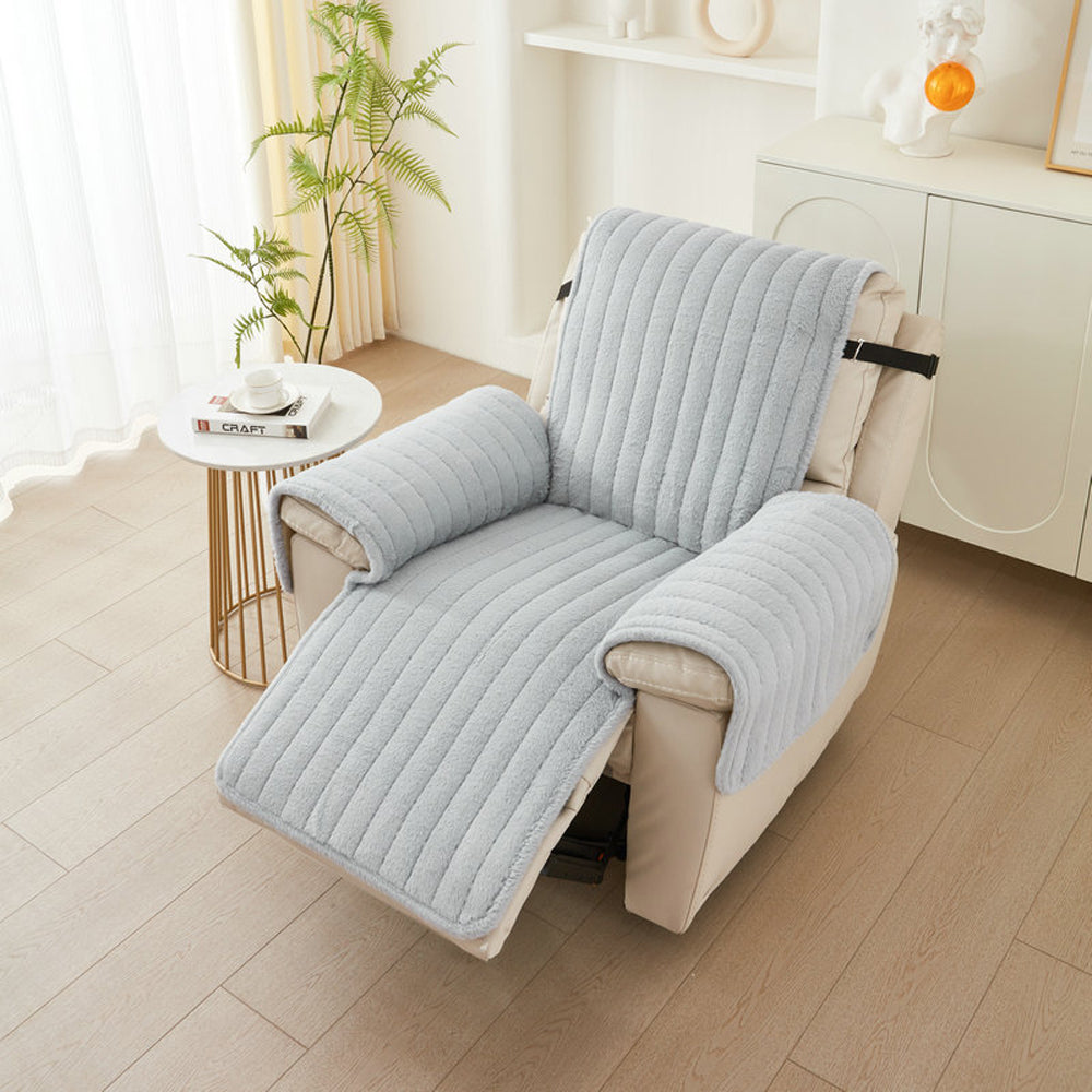 Home Plush Recliner Slipcover Armchair Cover for Recliner Chairs Furniture Grey