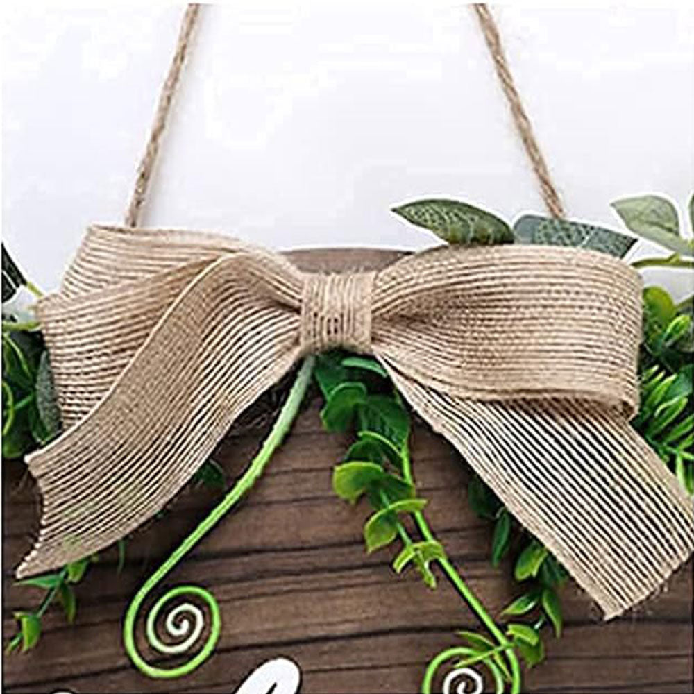 Interchangeable Seasonal Welcome Sign Round Wood Wreaths Hanging Decoration for Outdoor Porch