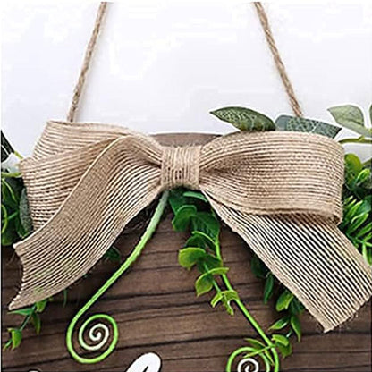 Interchangeable Seasonal Welcome Sign Round Wood Wreaths Hanging Decoration for Outdoor Porch