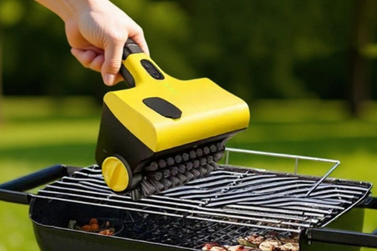 Electric Grill Cleaning Scrub Brush with Steel Brush and PP Brush for BBQ