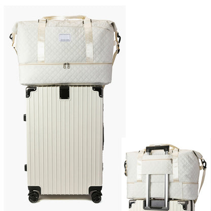 2Pcs Travel Duffle Bag Weekender Bags for Women with Shoe Compartment Hospital Bags-White