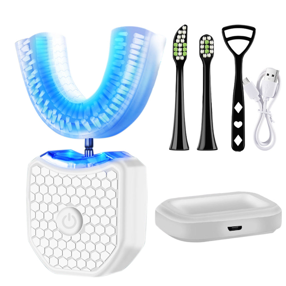 Rechargeable U-Shaped Electric Toothbrush Set for Daily Oral Care-Black