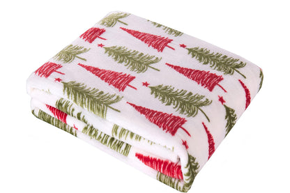 Breathable Christmas Blanket Elegant Comfort Luxury Velvet Fleece Christmas Tree Blanket Cozy Throws for Winter Bedding-Christmas Tree