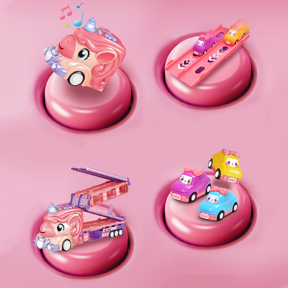 Unicorn Foldable Toy Truck Racetrack with Lights & Sound Birthday Gift Girls