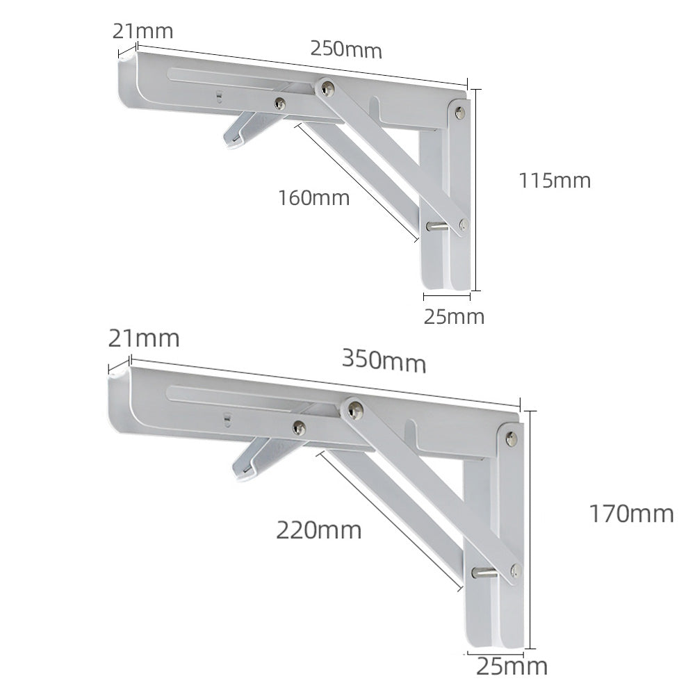 2Pcs 90 Degree Foldable Metal Shelf Brackets-White
