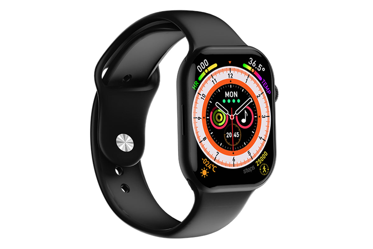 Mini Smart Watch 1.75inch Fitness Tracker Sleep Heart Rate Blood Oxygen Monitor -Black