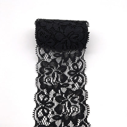 10 Yards Elastic Floral Lace Trim Stretch Ribbon for Sewing and DIY Crafts - Black