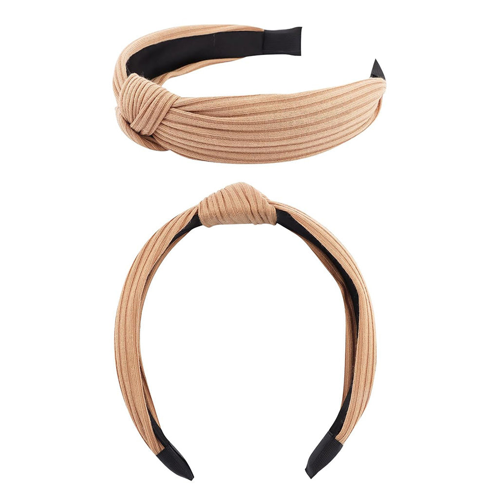 7 Piece Retro Pearl and Ribbon Hair Headband Set for Women-Coffee