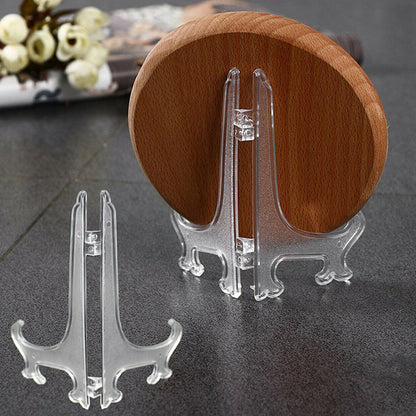 10 Pack Clear Plastic Plate Display Stand Easel Holder for Plate Photo Frame