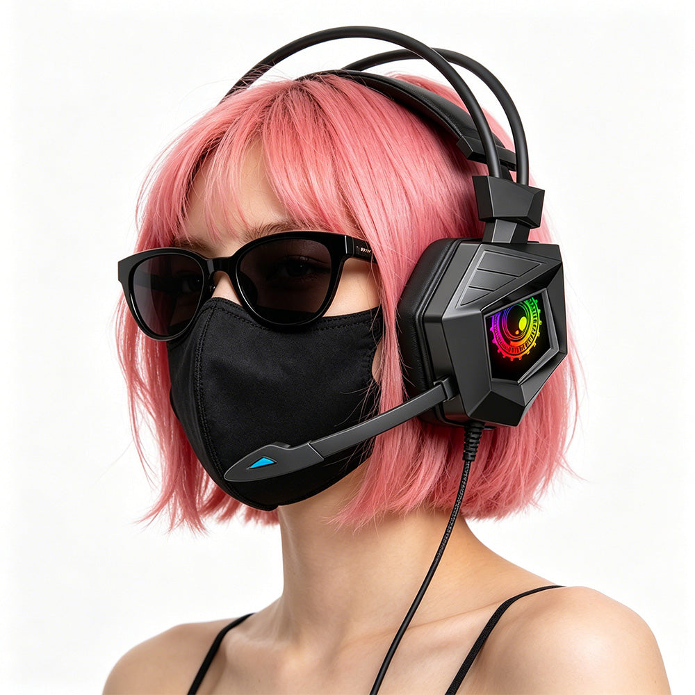 Wired RGB Gaming Headset with Microphone 3.5mm USB for PC PS5 Xbox