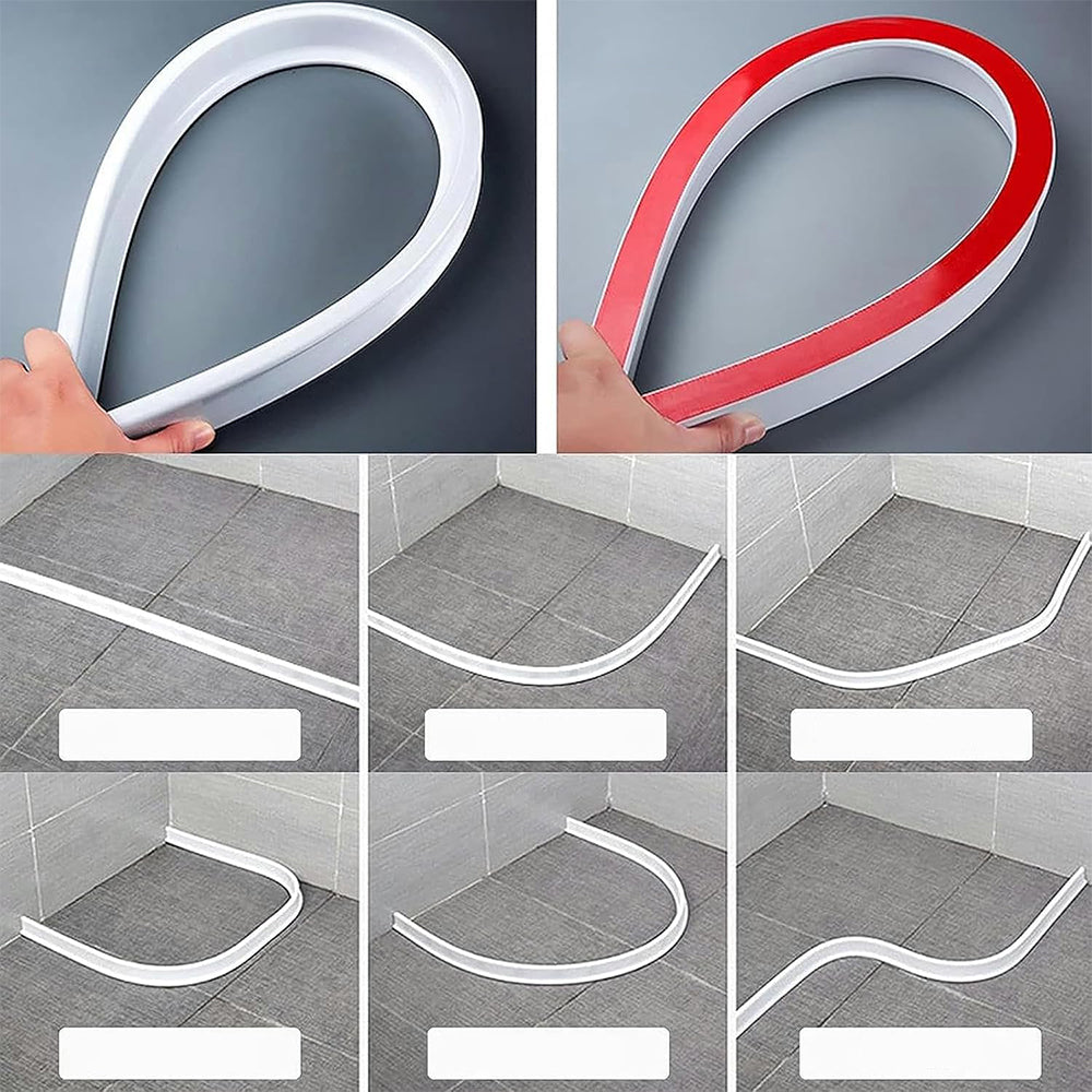 2Pcs Silicone Shower Splash Guard Curved Waterproof Strip