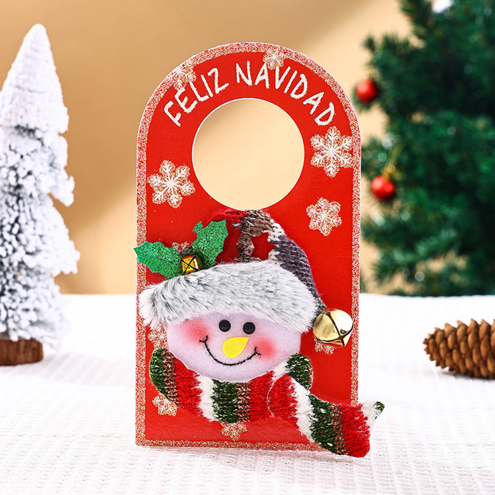 2Pcs Christmas Door Knob Hanger Door Handle Signs Xmas Decor Style 2