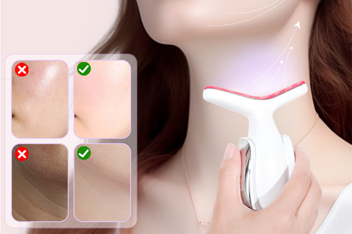 2Pcs  Neck Face Massager 7-in-1 Portable Facial Massager for Enhanced Face Neck and Shoulder Care with Vibrating and Warming Function