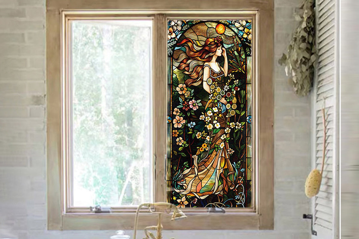 Static Cling Window Film Frosted Stained Glass Sticker Fairy Decor Glass Privacy Film