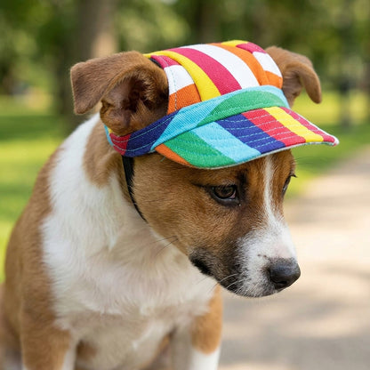 Dog Cat Pet Baseball Cap with Ear Holes and Adjustable Strap - Mixed Color