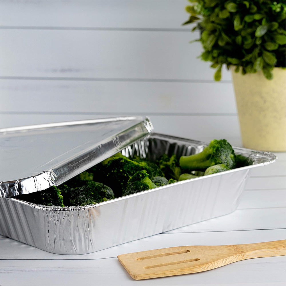 10Pcs Aluminum Foil Pans with Lids BBQ Dish Food Storage Tray for Baking Picnic Cooking