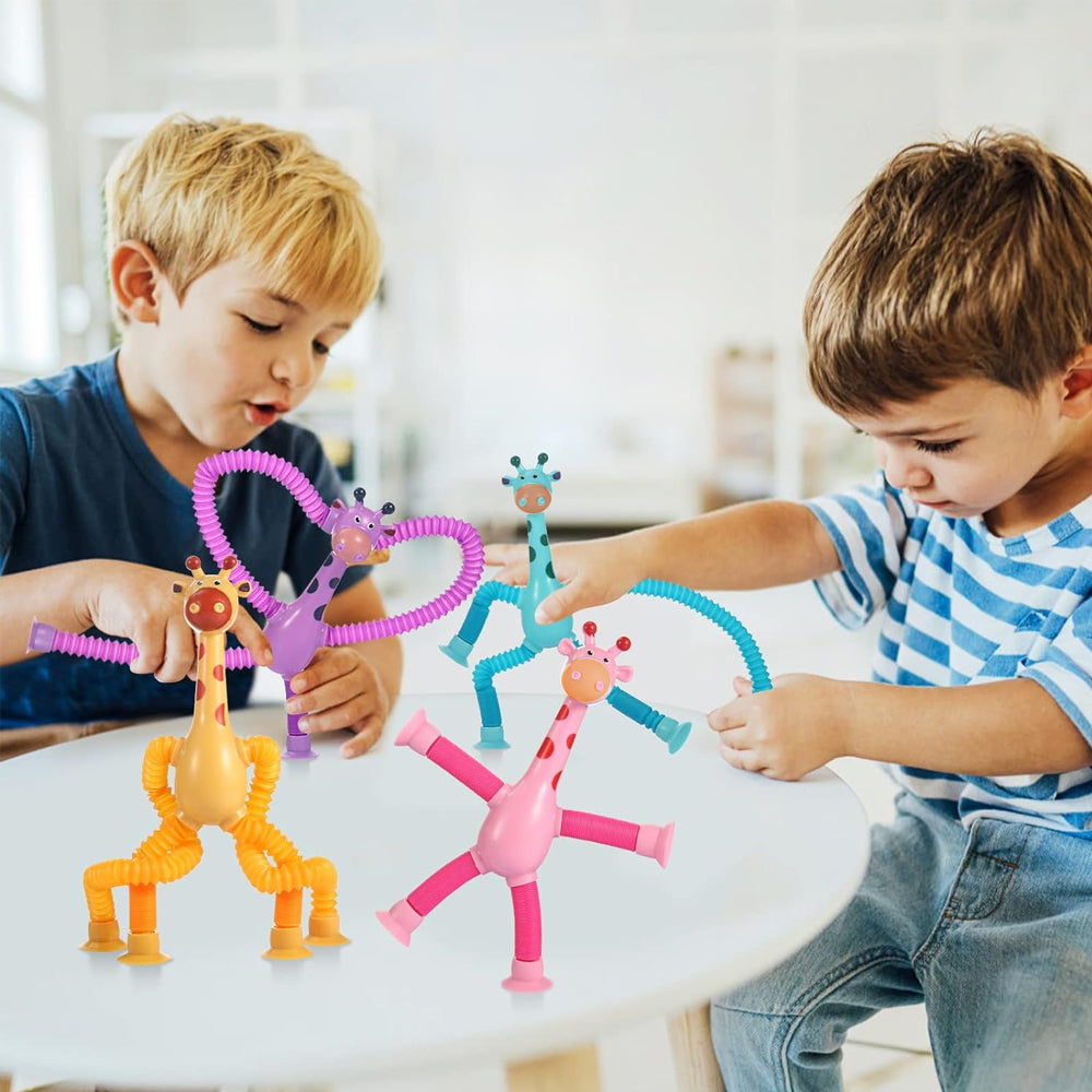 4Pcs Telescopic Suction Cup Giraffe Toy Fun Tube Toy Kid Toy