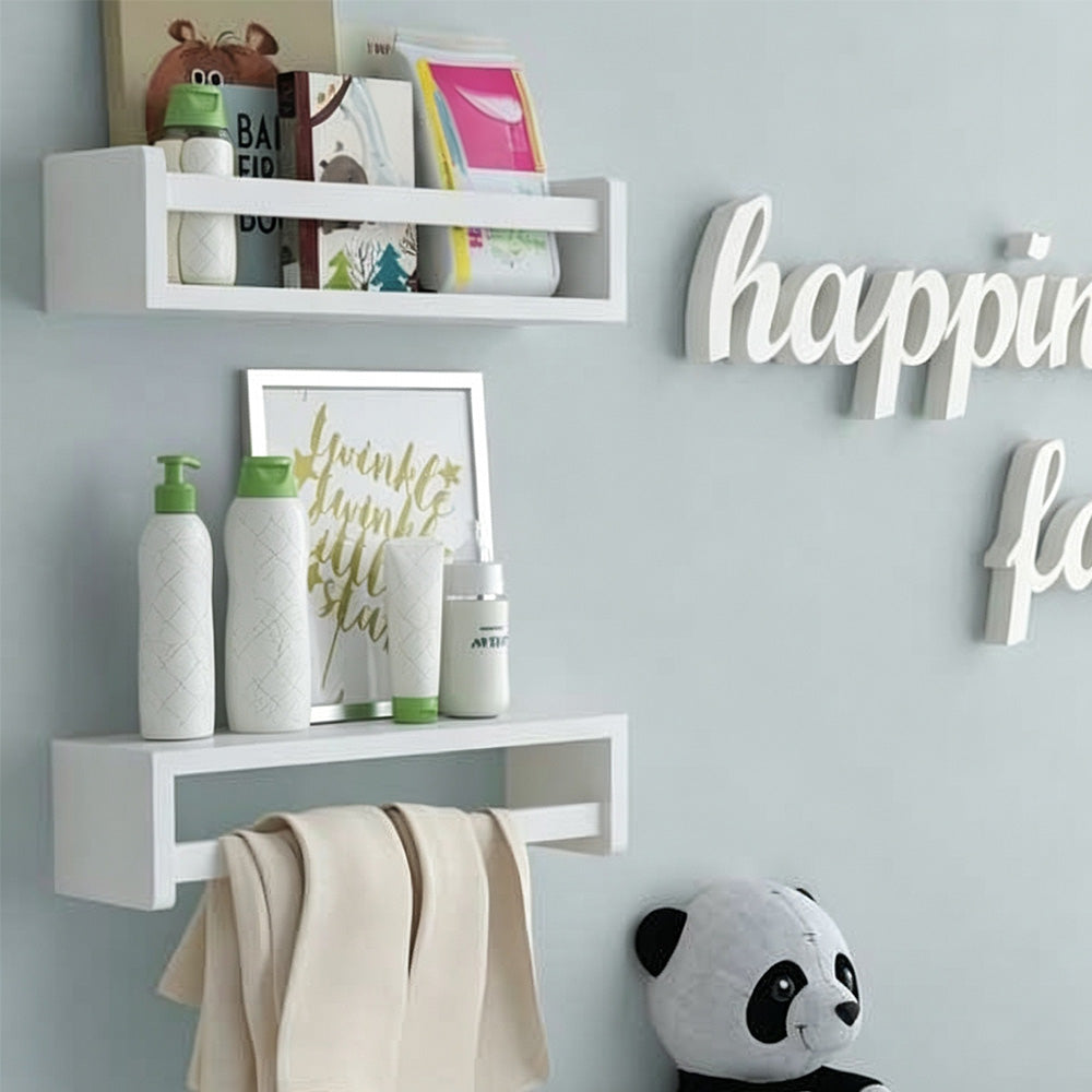 3 Pack Floating Wall Mounted Book Display Shelves - White