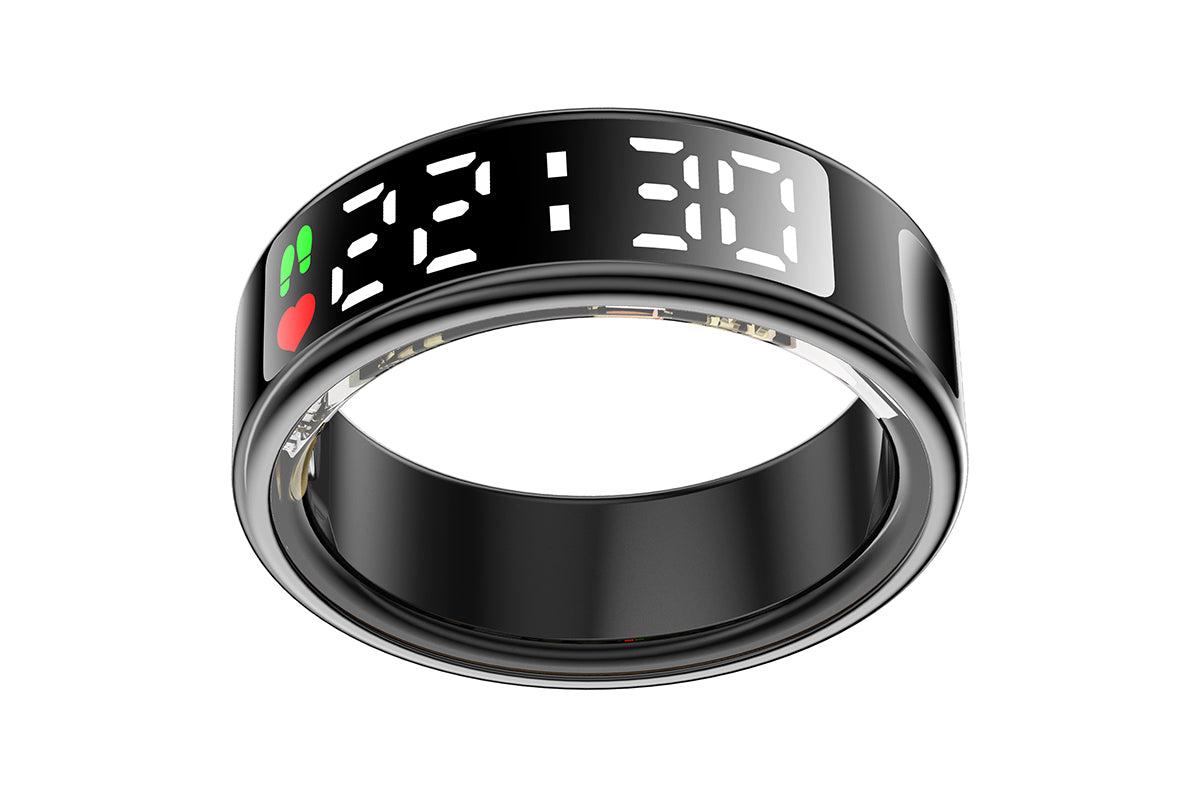 Smart Ring Health Ring Fitness Tracker Ring for Heart Rate Blood Oxygen-Black