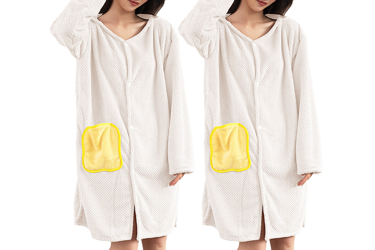 2Pcs Absorbent Wearable Hooded Surf Poncho Quick-Dry Blanket Towels For Swiming Surfing Aquatics-White