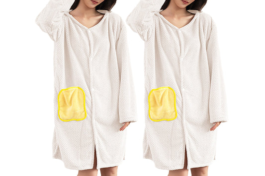 2Pcs Absorbent Wearable Hooded Surf Poncho Quick-Dry Blanket Towels For Swiming Surfing Aquatics-White