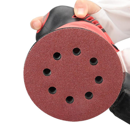 100Pcs Set 50-Inch Sanding Discs 8-Hole Round Sandpapers for Random Orbital Sander