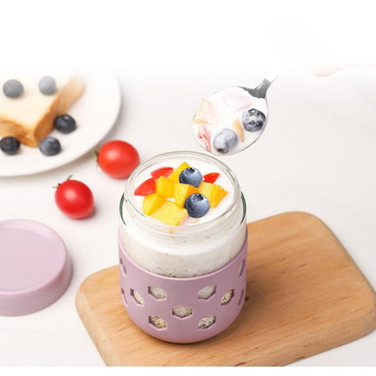 6Pcs Overnight Oats Containers with Lids and Silicone Sleeves for Yogurt Berries