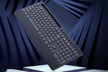 Wireless Keyboard Mouse Combo Full-Size Quiet Keyboard with Palm Rest and Phone Holder