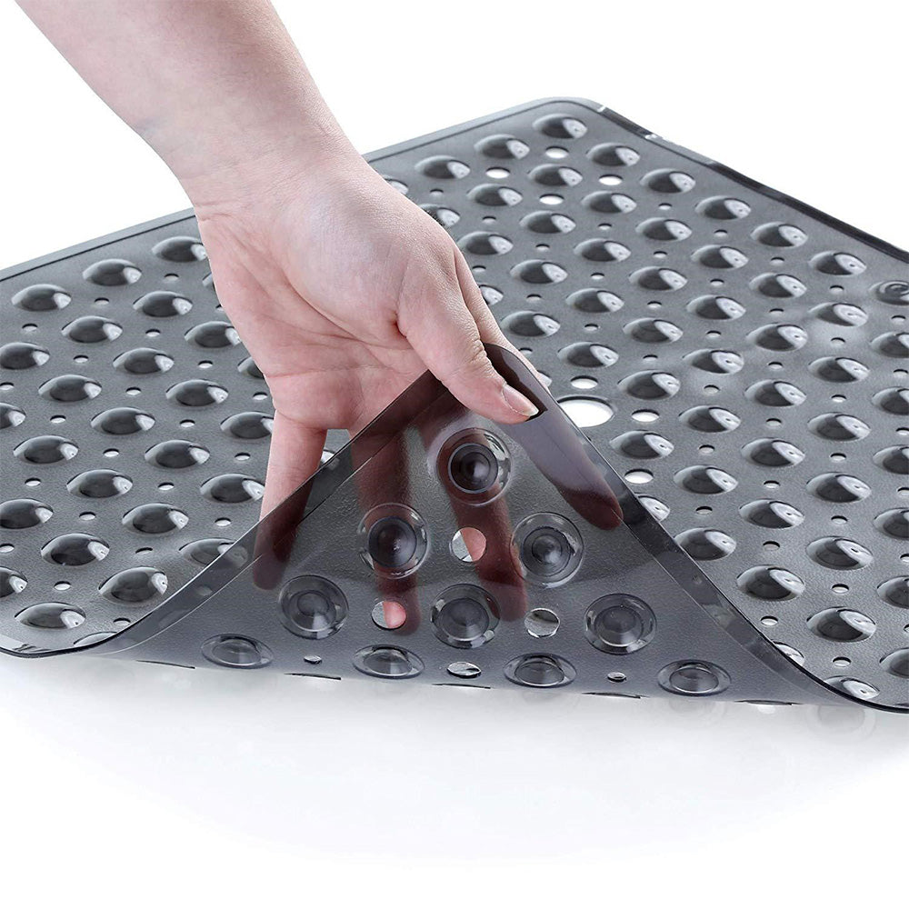 Large Non Slip Shower Mat with Drain Holes Square Shower Mat-Black