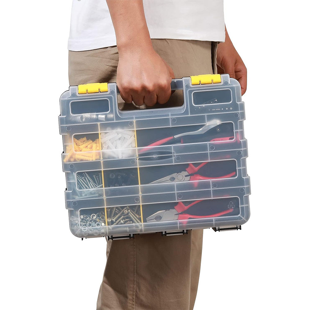 34 Grid Double Sided Tool Organizer Box for Screws Nuts - Yellow