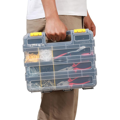 34 Grid Double Sided Tool Organizer Box for Screws Nuts - Yellow