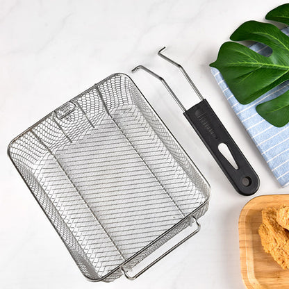 Stainless Steel Deep Fryer Basket with Removable Handle - Rhombus