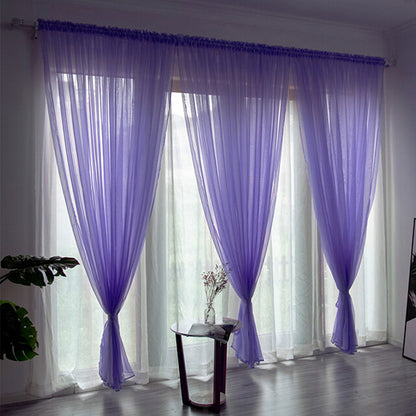 3 Piece Polyester Sheer Rod Pocket Curtains for Window Door  Divider - Purple