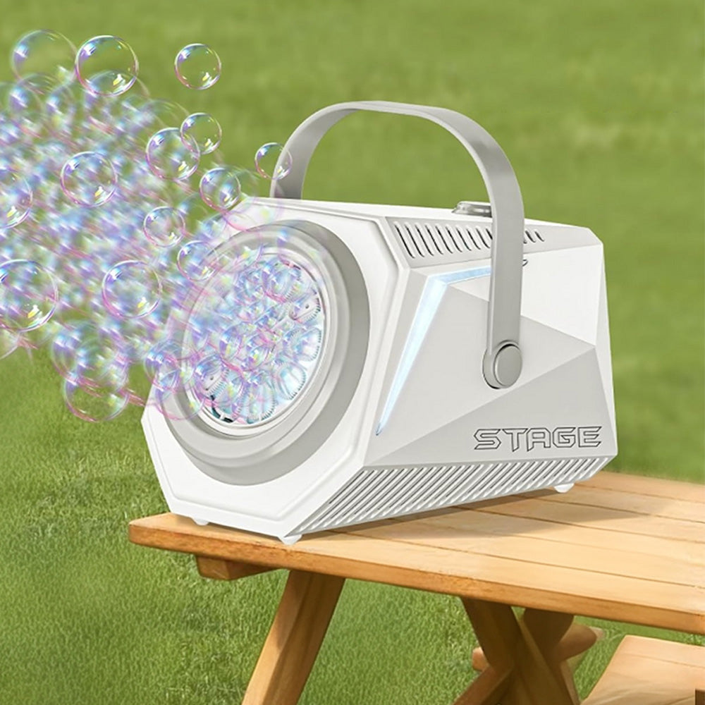 Bubble Machine Automatic Blower Remote Control LED Light for Parties Wedding-White