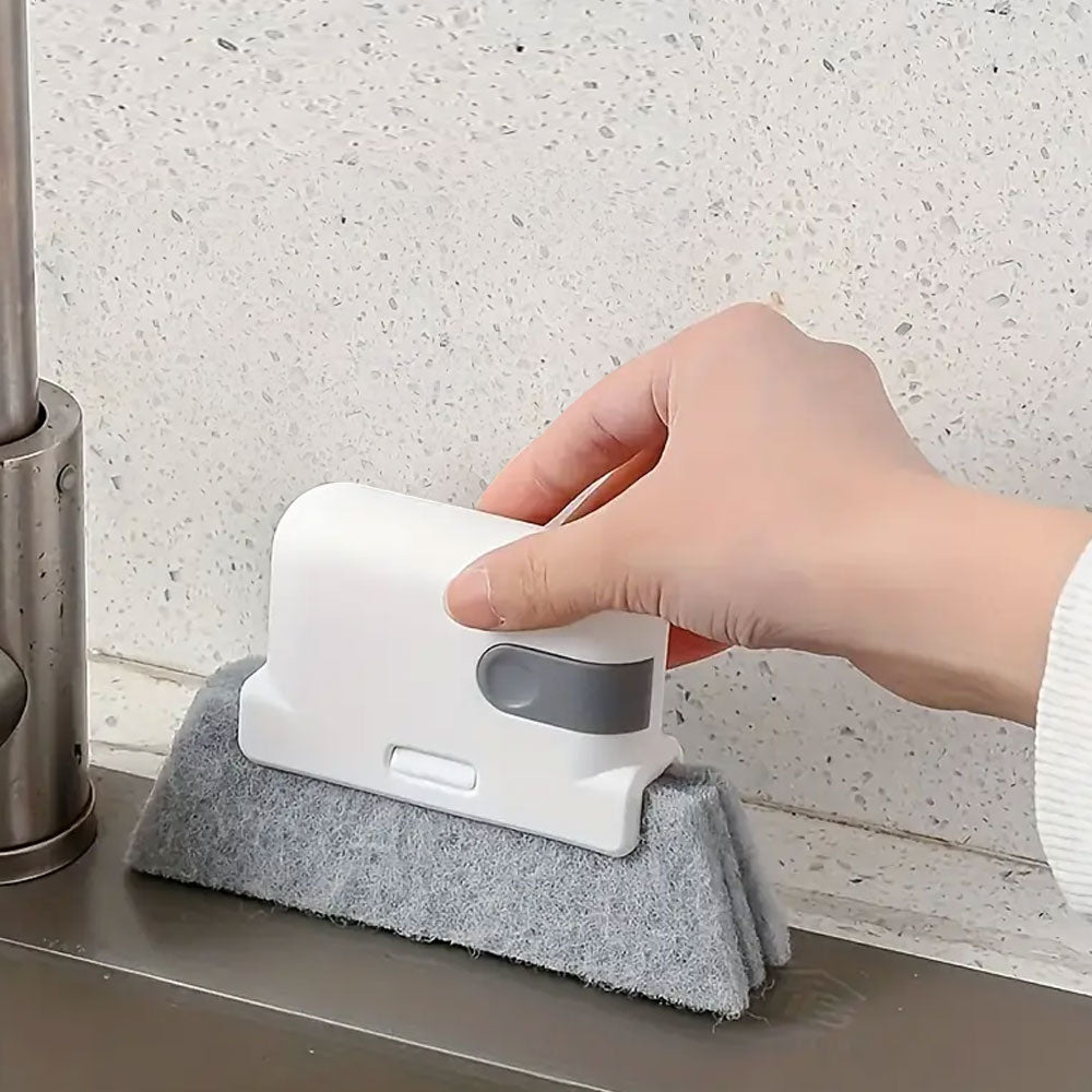 2-in-1 Window Rail Cleaning Tool Track Cleaning Brush Gap Groove Sliding Cleaner with Scraper