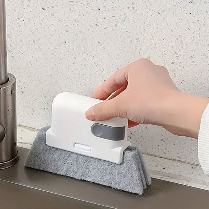 2-in-1 Window Rail Cleaning Tool Track Cleaning Brush Gap Groove Sliding Cleaner with Scraper