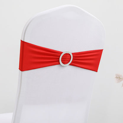 Elastic Chair Sashes Bows with Buckle Spandex Chair Bands - Red
