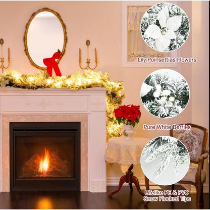 Christmas Rattan Garland LED Light Up Garland for Indoor Outdoor Garden Gate Home Decorations-Gold