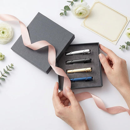 4 Piece Tie Clips for Men Metal Tie Pins with Storage Box