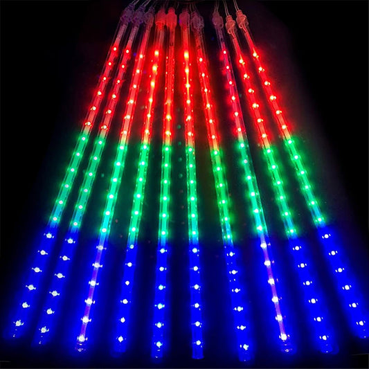 LED Meteor Shower Raindrop String Lights Solar Powered for Outdoor Decorations Multicolor