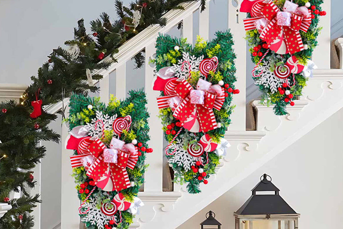 Christmas Hanging Upside Down Tree Candy Decoration for Door Wall