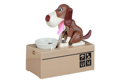 Robotic Eating Dog Coin Bank Electric Coin Bank for boy and girls-Brown