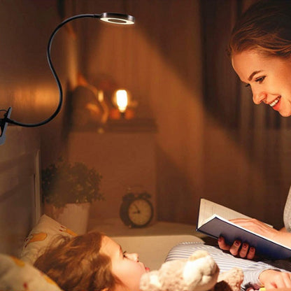 Dimmable USB Desk Lamp 3 Color Modes Flexible Gooseneck Reading Light with Clamp Black