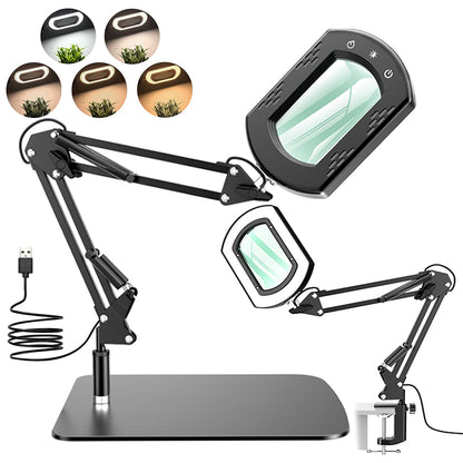 15X Magnification Desk Lamp Long Arm Folding Magnifying Lamp