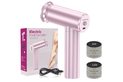 Electric Foot Callus Remover Pedicure Tools With 60PCS Sandpapers Foot Scrubber-Pink